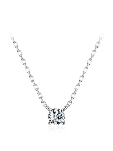 3MM 925 Sterling Silver Cubic Zirconia Minimalist Square  Pendant Necklace