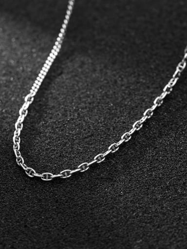 925 Sterling Silver Vintage Asymmetric geometry chain Necklace