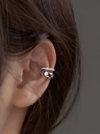 925 Sterling Silver Cubic Zirconia Geometric Minimalist Clip Earring