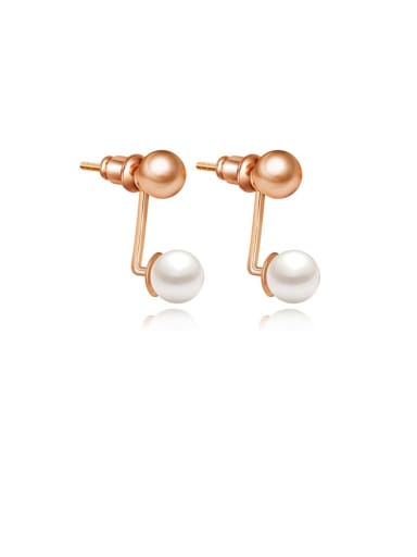 Copper Imitation Pearl Round Minimalist Dual-use Stud Earring
