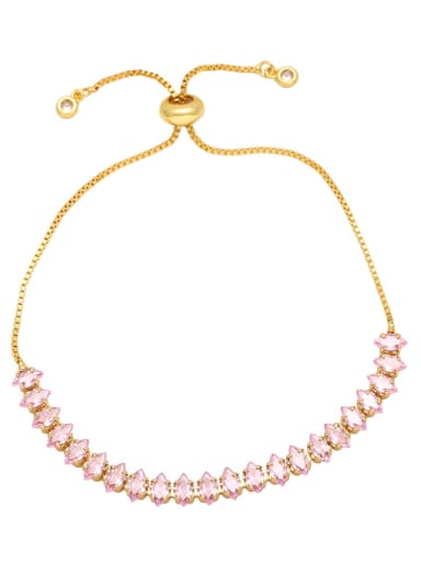 Pink Brass Cubic Zirconia Geometric Minimalist Adjustable Bracelet