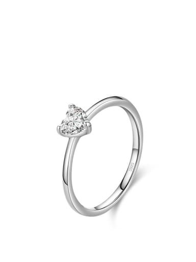 silver 925 Sterling Silver Cubic Zirconia Heart Classic Midi Ring