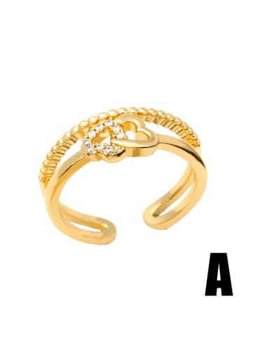 A Brass Cubic Zirconia Heart Vintage Stackable Ring