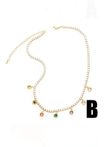 B Brass Cubic Zirconia Round Vintage Necklace