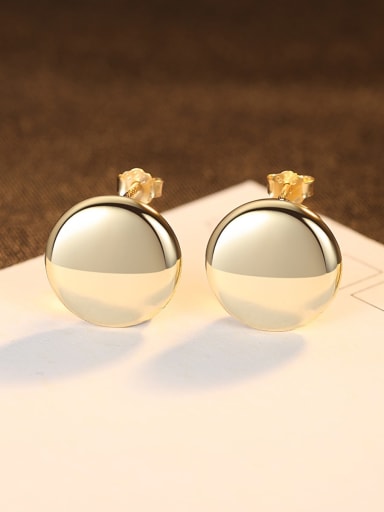 18K gold  24A08 925 Sterling Silver Round Minimalist Stud Earring