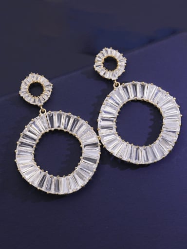 gold+white Brass Cubic Zirconia Geometric Luxury Drop Earring
