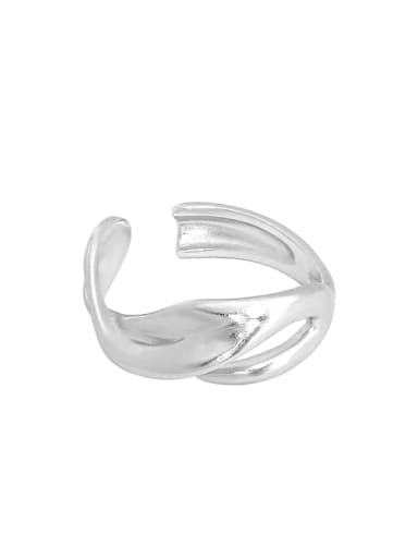 Silver [14 adjustable] 925 Sterling Silver Irregular Minimalist Band Ring