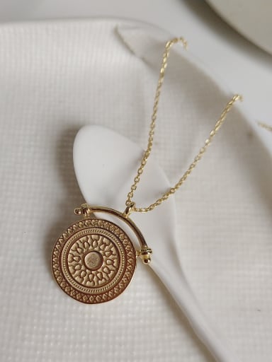 925 Sterling Silver Retro  Round Brand Necklace