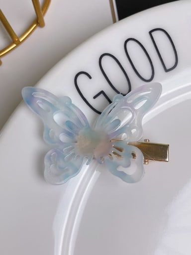 Fresh blue Cellulose Acetate Cute Butterfly Alloy Hair Barrette