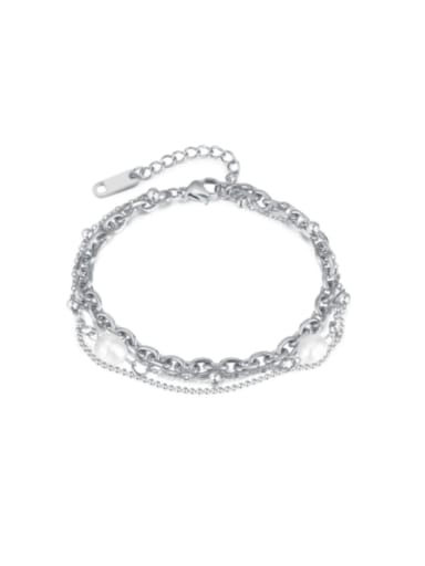 Stainless steel Imitation Pearl Geometric Hip Hop Strand Bracelet