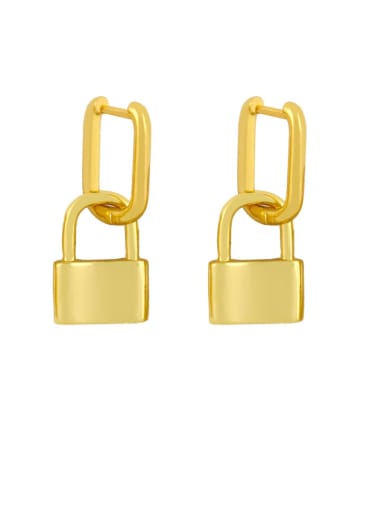 lock Brass Locket Minimalist Huggie Earring