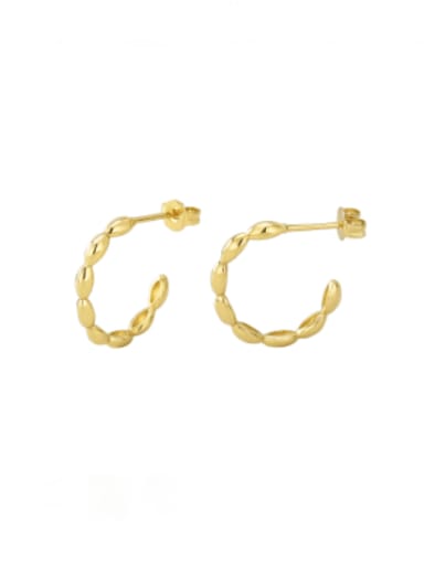 Brass Geometric Minimalist  C Shape Stud Earring