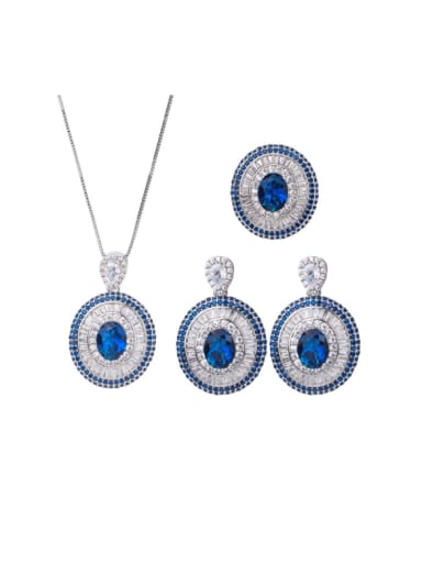 custom Brass Cubic Zirconia Luxury Round Earring Ring and Necklace Set