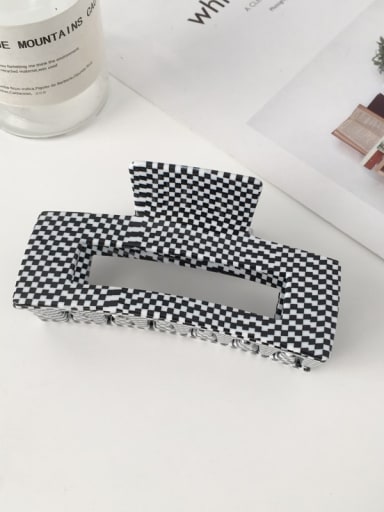 F134 Alloy Cellulose Acetate Minimalist Medium black and white square hollow Jaw Hair Claw