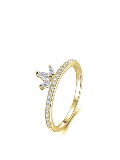 gold 925 Sterling Silver Cubic Zirconia Leaf Dainty Band Ring