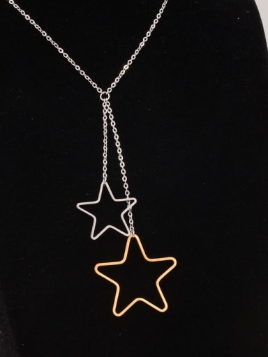 Titanium  Minimalist hollow Five-pointed star pendant Necklace