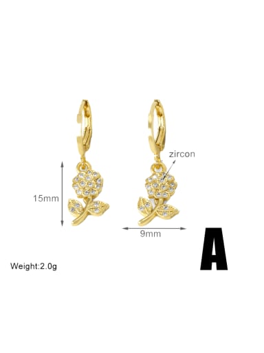 Brass Cubic Zirconia Flower Minimalist Huggie Earring