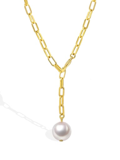 Brass Imitation Pearl Tassel Minimalist Tassel Necklace