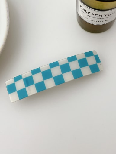 Blue white grid 10.5cm Alloy PVC Trend Geometric  Hair Barrette