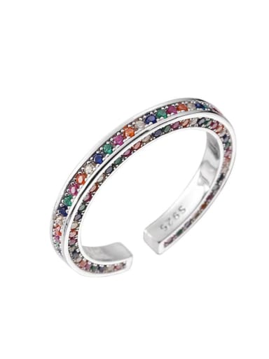 925 Sterling Silver Cubic Zirconia  rainbow Ring
