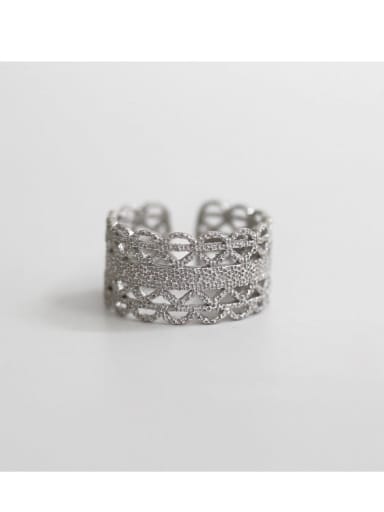 S925 Sterling Silver open cut hand cut lace ring