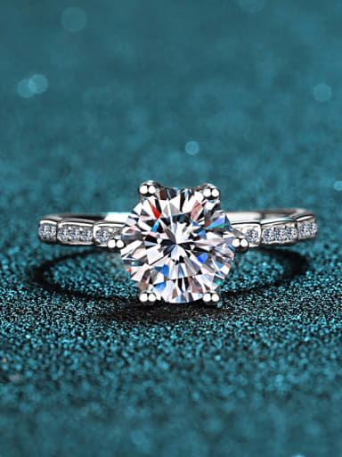 custom Sterling Silver Moissanite White Round Engagement Rings