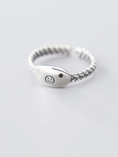925 sterling silver minimalist Smiley free size  ring