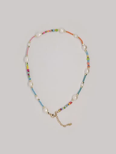 Freshwater Pearl Multi Color Geometric Bohemia Miyuki beads  Necklace