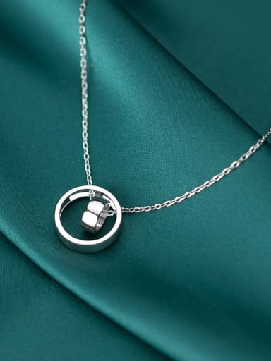 925 Sterling Silver With  Fashion Minimalist  Hollow Round Necklaces