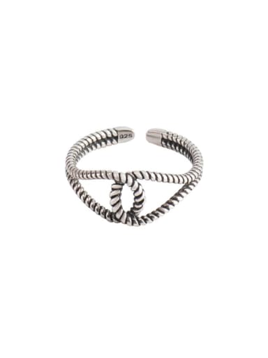 925 Sterling Silver ric  Retro Simple doubleC Twist rope stripes Band Ring