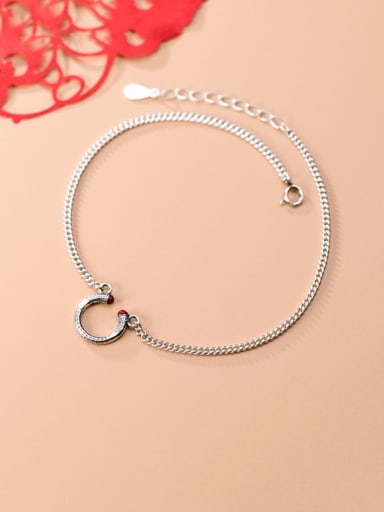 custom 925 Sterling Silver Vintage Texture Circle Trend Chain Anklet