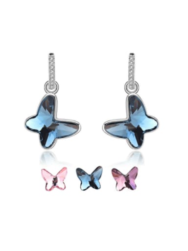 925 Sterling Silver Austrian Crystal Butterfly Classic Huggie Earring