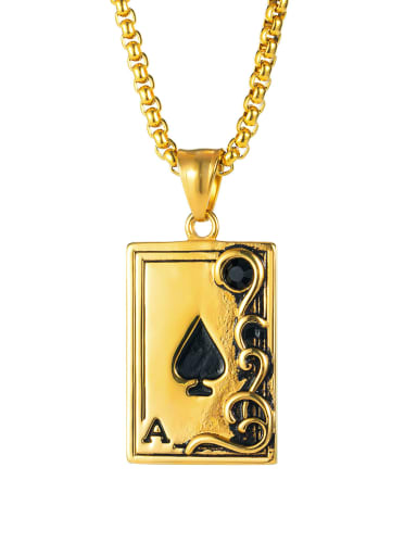 1940 [gold single pendant] Titanium Steel Enamel Geometric Vintage Necklace