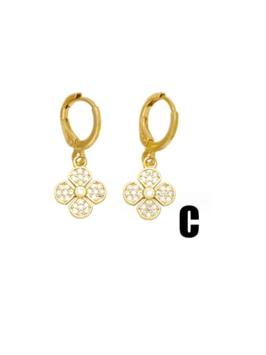 C Brass Cubic Zirconia Star Vintage Huggie Earring