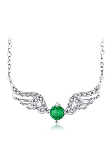 925 Sterling Silver Cubic Zirconia Wing Classic Necklace