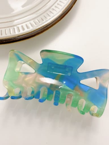 Blue green 7cm Cellulose Acetate Minimalist Bowknot Alloy Jaw Claw  Hair