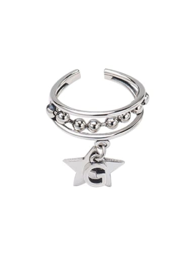 925 Sterling Silver Bead Star Vintage Band Ring