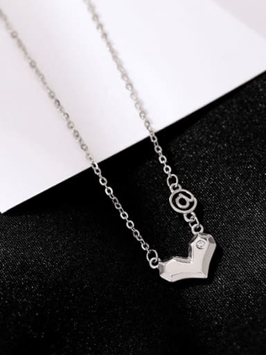 NS1002 platinum 925 Sterling Silver Heart Minimalist Necklace