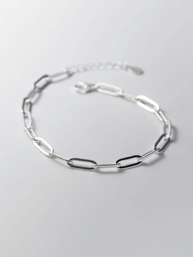 925 Sterling Silver Geometric Chain Minimalist Link Bracelet