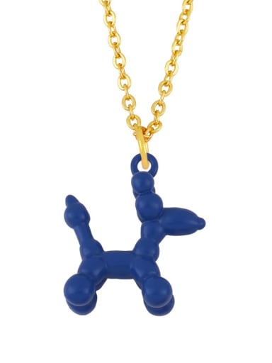Brass Enamel Cute Dog Pendant Necklace