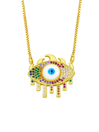 C Brass Cubic Zirconia Evil Eye Hip Hop Necklace