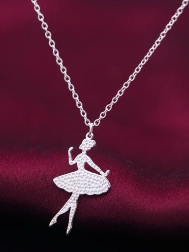925 Sterling Silver Angel Minimalist Princess Ballerina Pendant Necklace