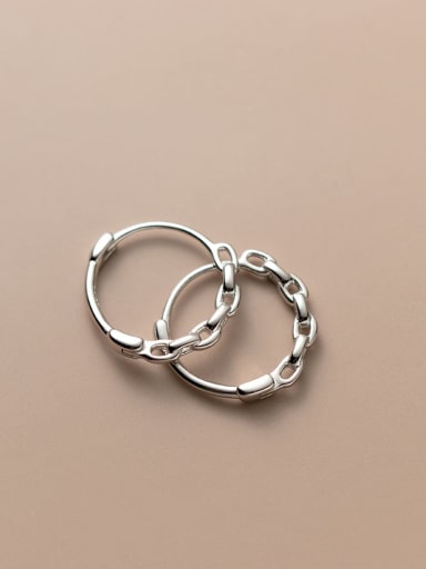 S925 Silver Large Silver 1.8cm 925 Sterling Silver Geometric Minimalist Hoop Earring