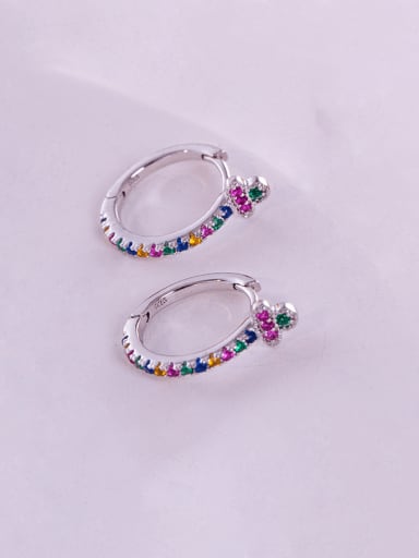 925 Sterling Silver Cubic Zirconia Geometric Dainty Huggie Earring