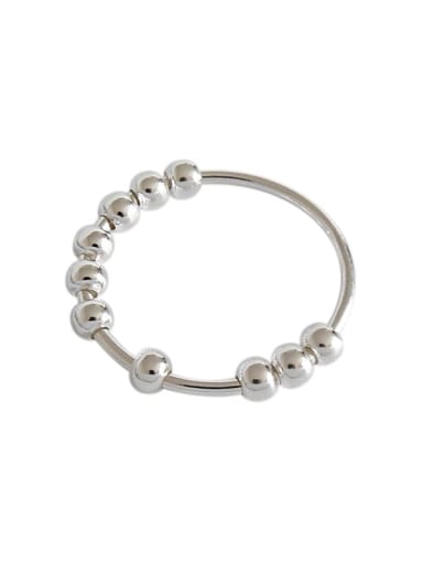 925 Sterling Silver Round Bead Minimalist Band Ring