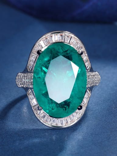 Emerald ring Brass Cubic Zirconia Geometric Luxury Cocktail Ring