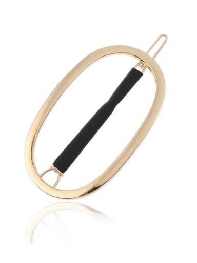 Gold, black leather tube Alloy Minimalist Oval Hair Pin