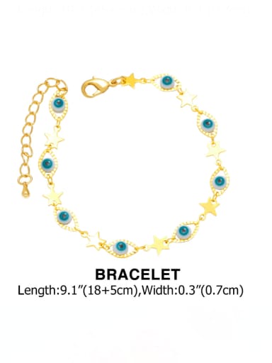 Brass Enamel Vintage Evil Eye Bracelet and Necklace Set