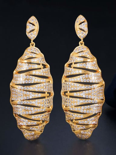 gold Brass Cubic Zirconia Irregular Luxury Drop Earring