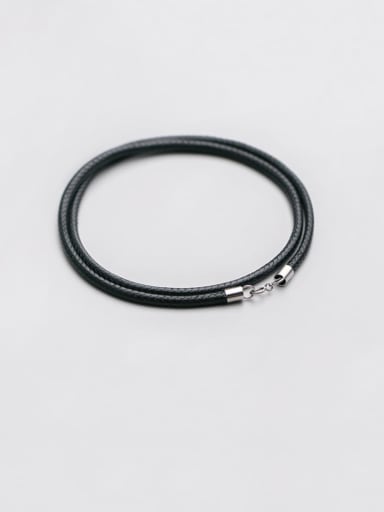 925 Sterling Silver Leather Round Minimalist Necklace